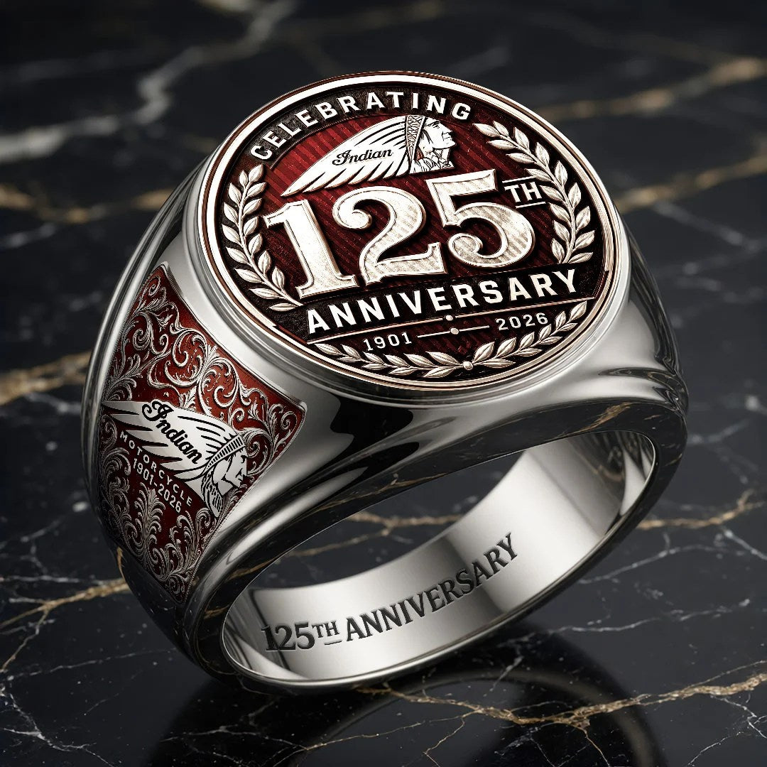 Indian Motorcycle 125th Anniversary 3D Engraved Ring – HOATT20640