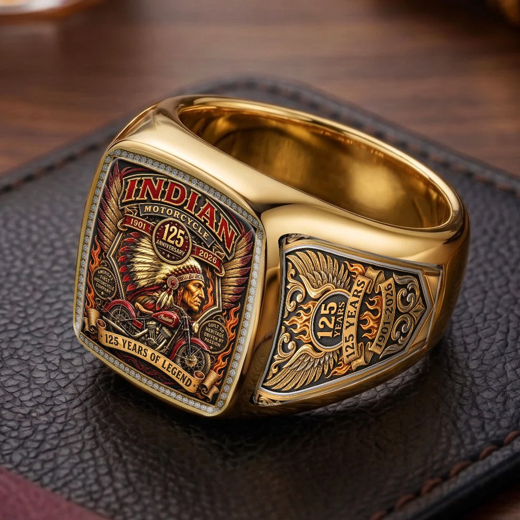 Indian Motorcycle 125th Anniversary 3D Engraved Ring – TMTHU10026
