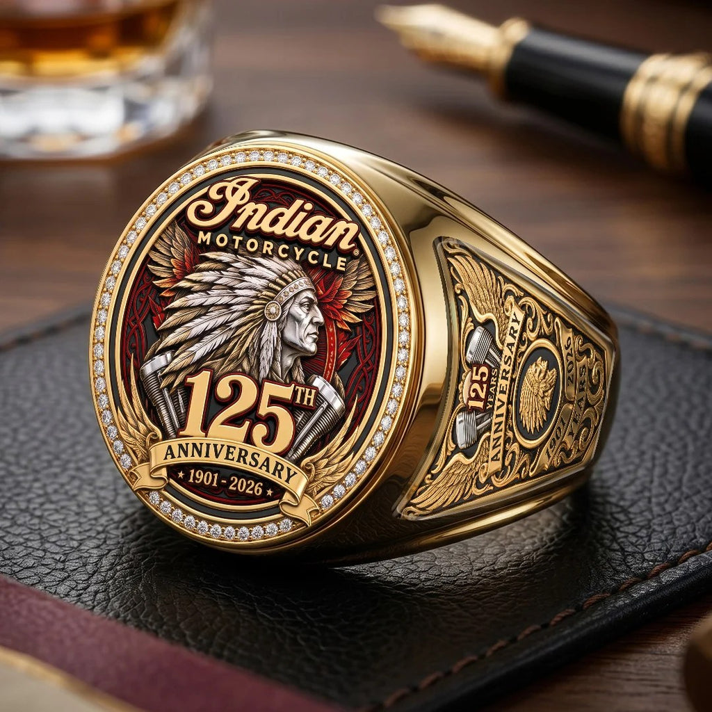 Indian Motorcycle 125th Anniversary 3D Engraved Ring – TMTHU10028
