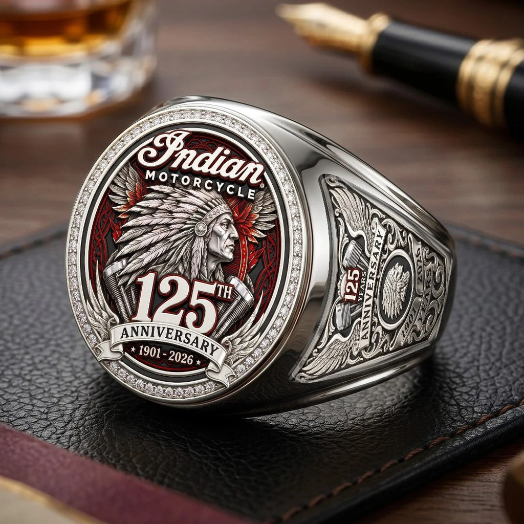Indian Motorcycle 125th Anniversary 3D Engraved Ring – TMTHU10028