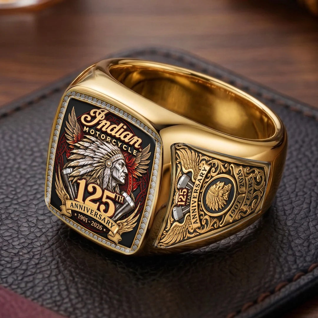 Indian Motorcycle 125th Anniversary 3D Engraved Ring – TMTHU10028