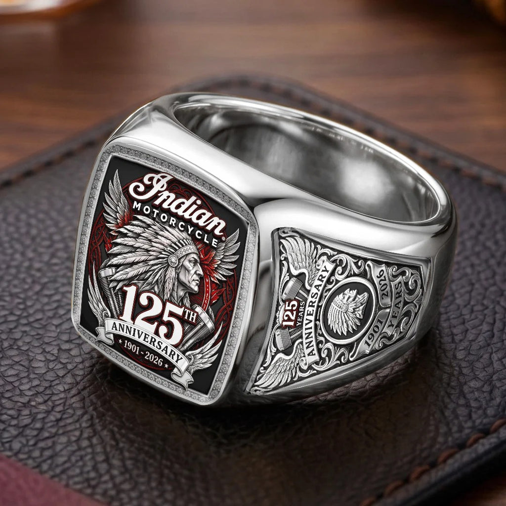 Indian Motorcycle 125th Anniversary 3D Engraved Ring – TMTHU10028