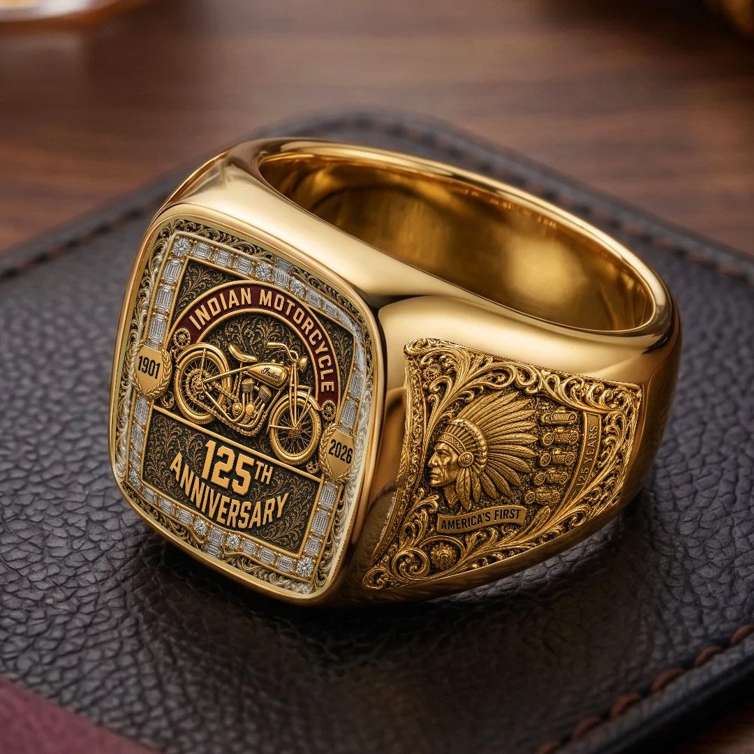 Indian Motorcycle 125th Anniversary 3D Engraved Ring – TMTHU9196