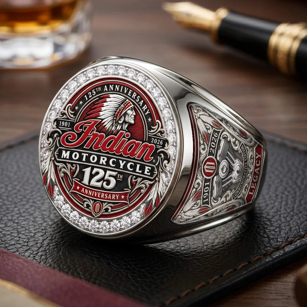 Indian Motorcycle 125th Anniversary 3D Engraved Ring – TMTHU9271