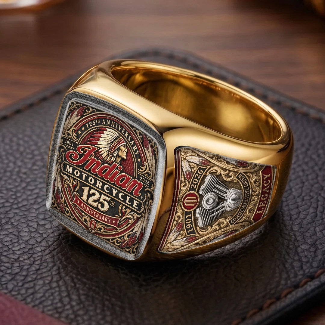 Indian Motorcycle 125th Anniversary 3D Engraved Ring – TMTHU9271