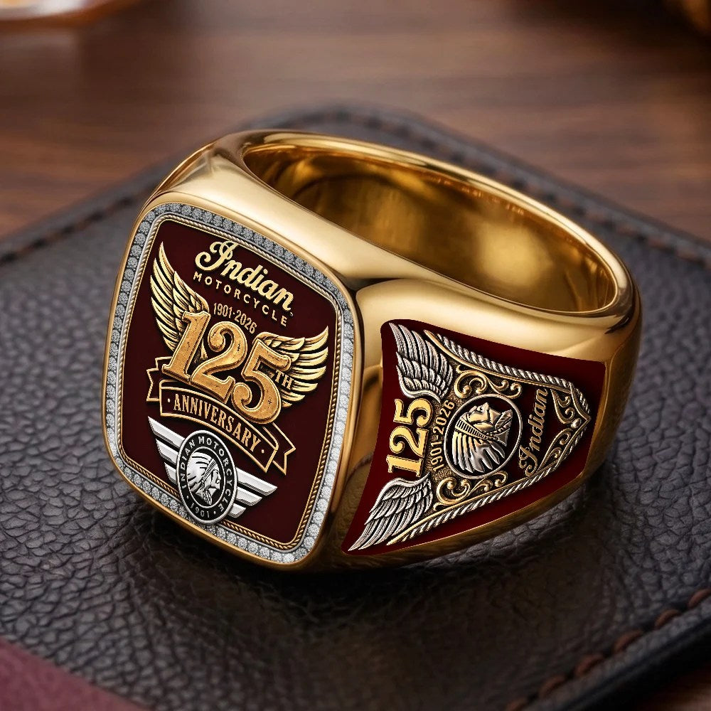 Indian Motorcycle 125th Anniversary 3D Engraved Ring – TMTHU9900