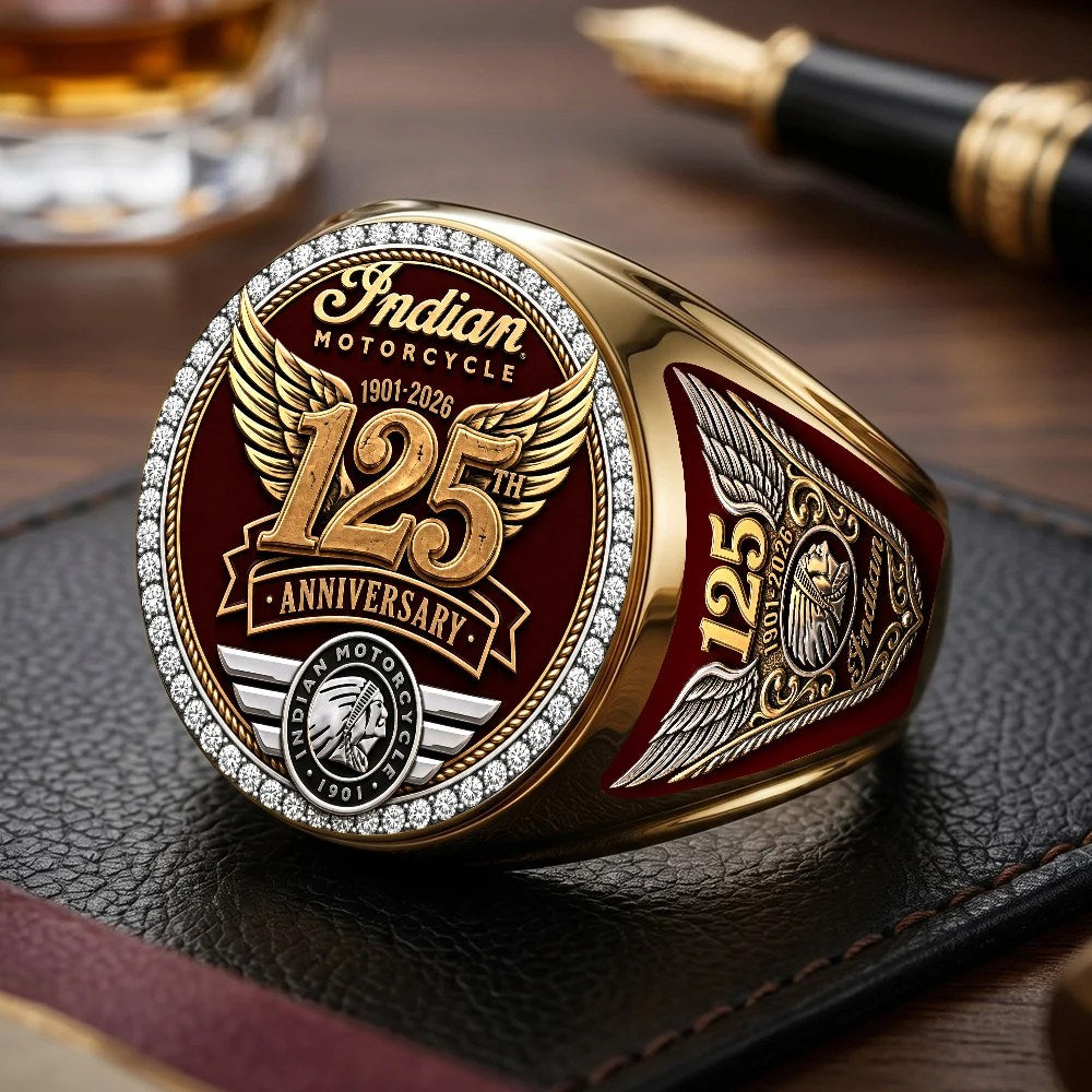 Indian Motorcycle 125th Anniversary 3D Engraved Ring – TMTHU9900