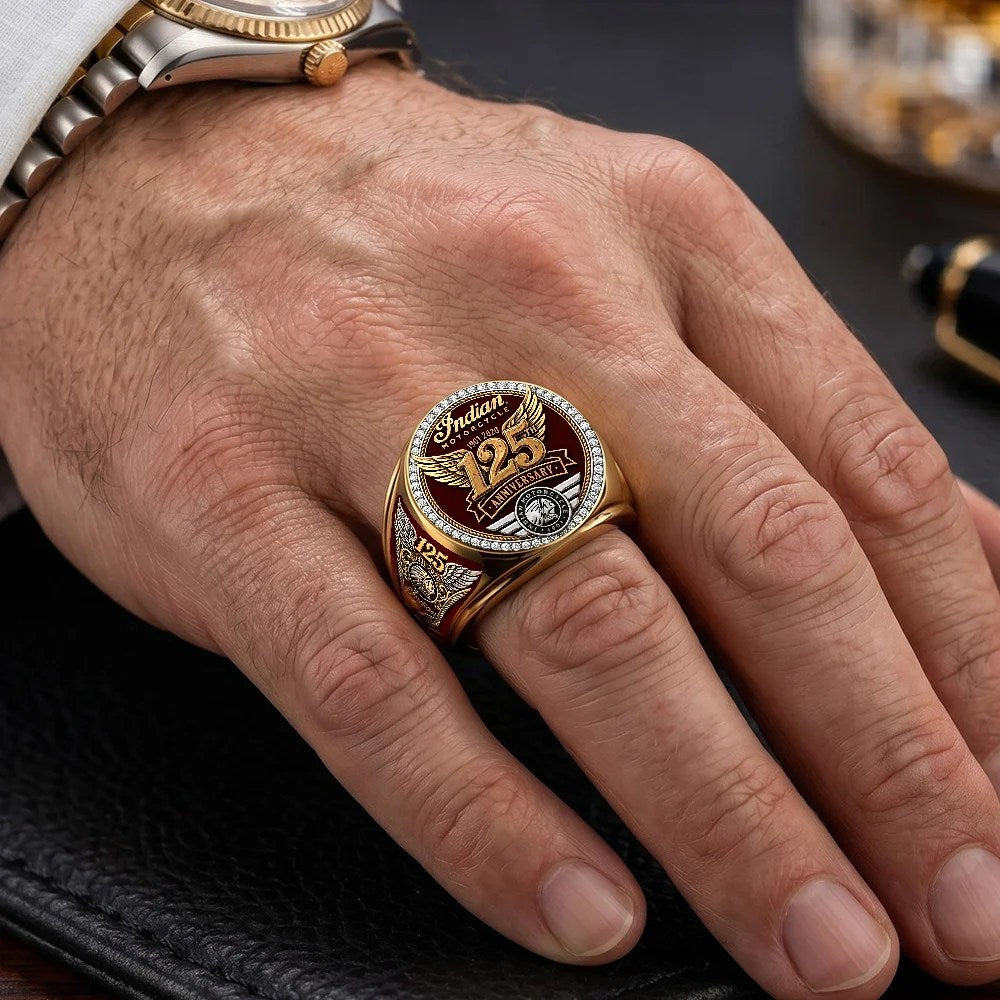 Indian Motorcycle 125th Anniversary 3D Engraved Ring – TMTHU9900