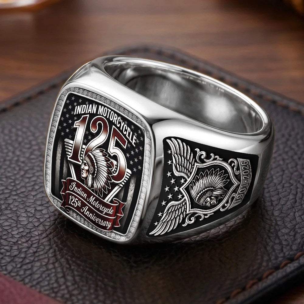Indian Motorcycle 125th Anniversary 3D Engraved Ring – TMTHU9977