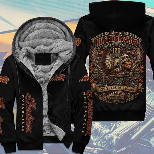 Indian Motorcycle 125th Anniversary 3D Fleece Zip Hoodie – TMTHU9789