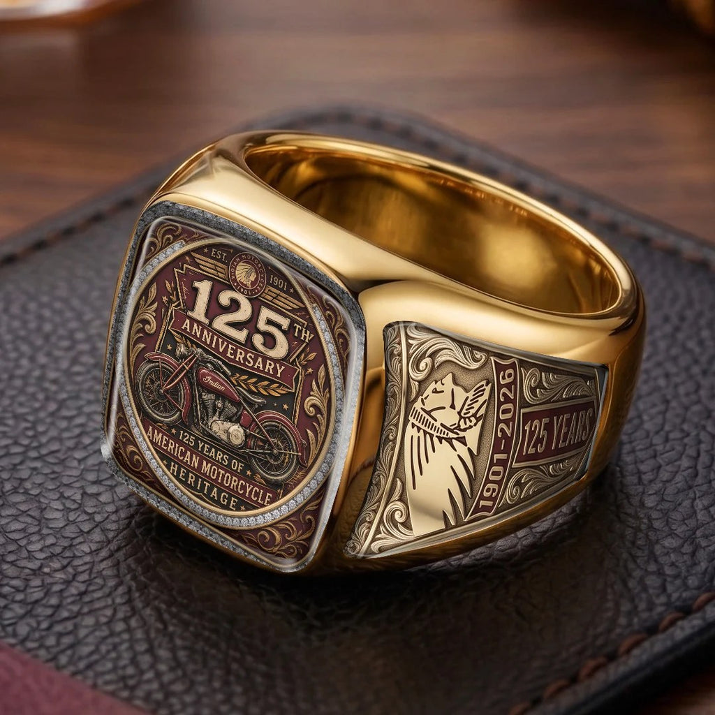 Indian Motorcycle 125th Anniversary 3D Engraved Ring – TMTHU8856