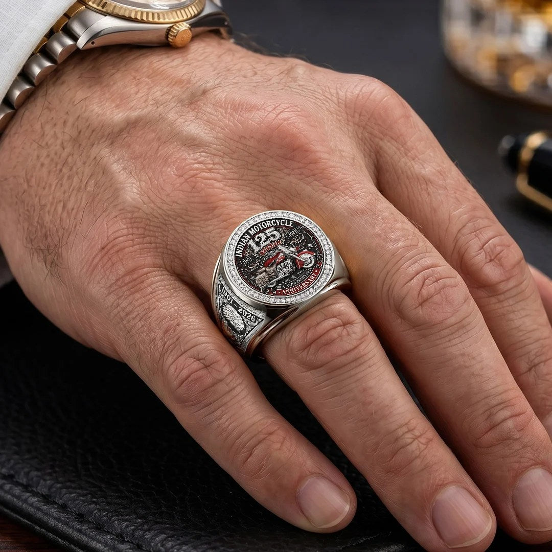 Indian Motorcycle 125th Anniversary 3D Engraved Ring – TMTHU8857