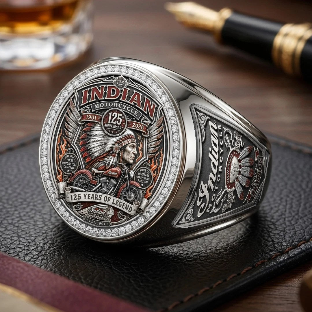 Indian Motorcycle 125th Anniversary 3D Engraved Ring – TMTHU9131