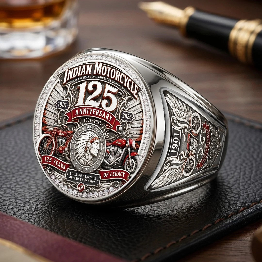 Indian Motorcycle 125th Anniversary 3D Engraved Ring – TMTHU9132