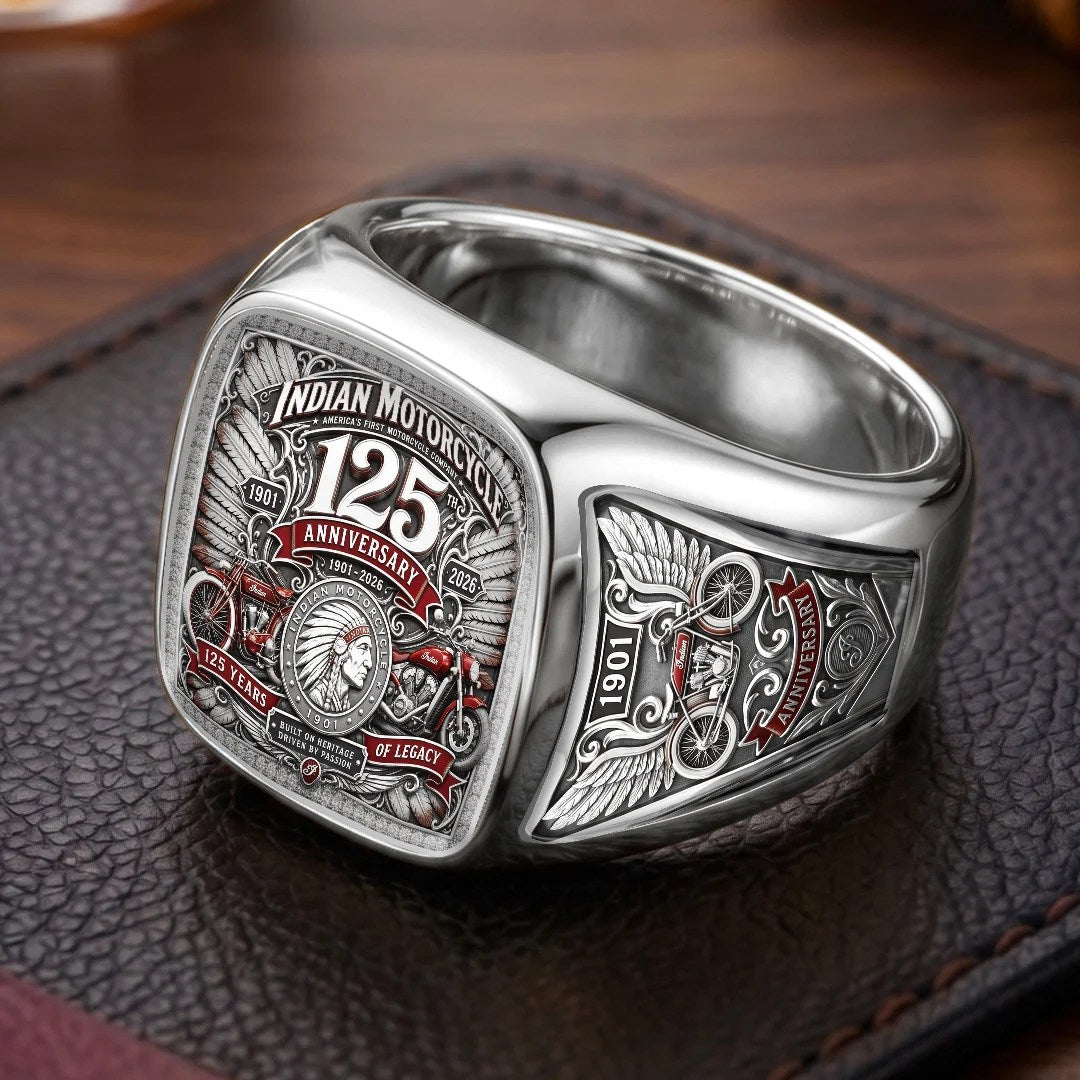 Indian Motorcycle 125th Anniversary 3D Engraved Ring – TMTHU9132