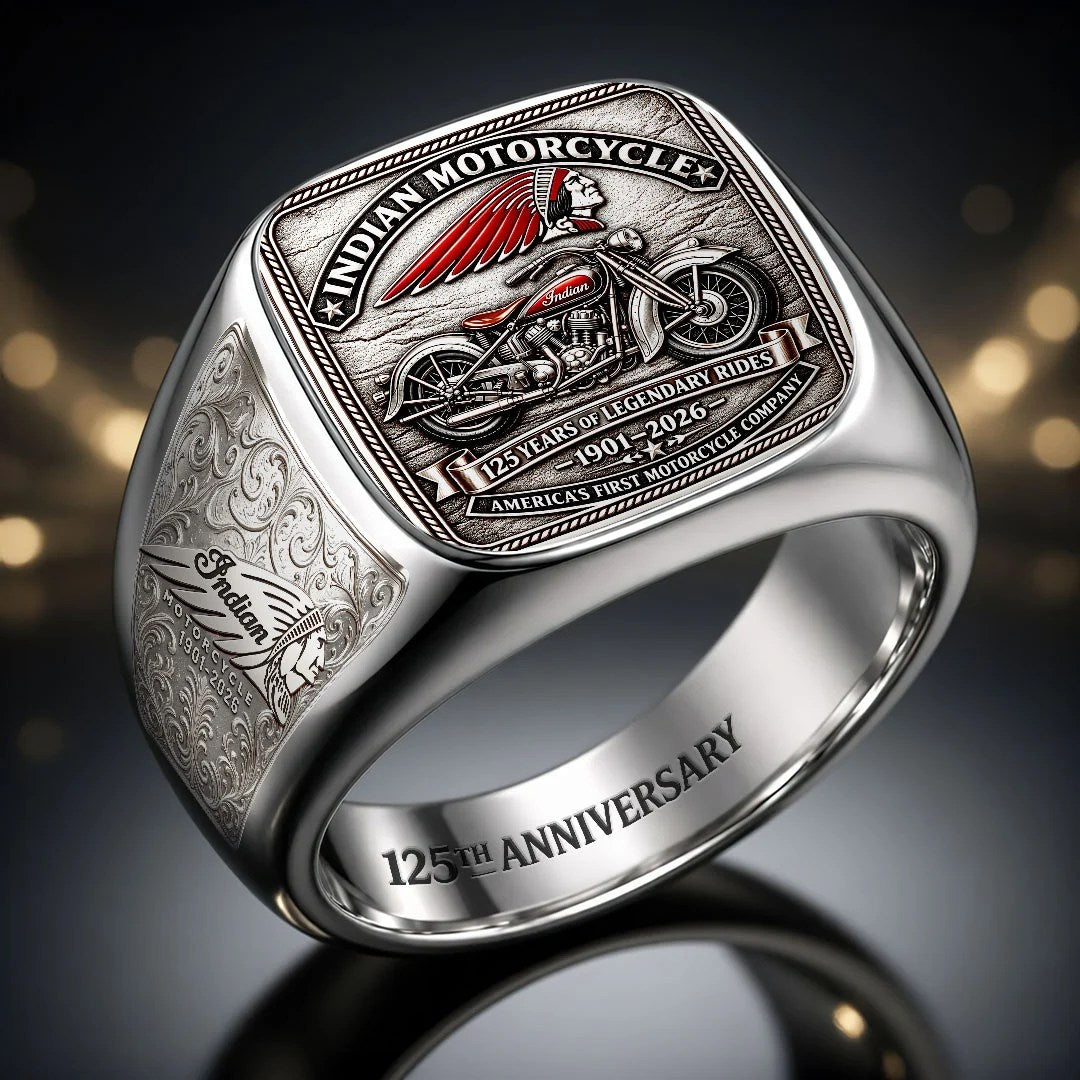 Indian Motorcycle 125th Anniversary 3D Engraved Ring – HOATT26862