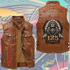 Indian Motorcycle 125th Anniversary Premium 2D Sleeveless Leather Vest – TMTHU10027