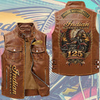 Indian Motorcycle 125th Anniversary Premium 2D Sleeveless Leather Vest – TMTHU9974