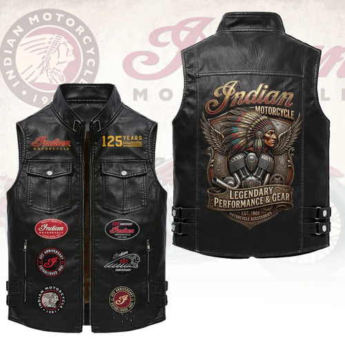 Indian Motorcycle 125th Anniversary Premium 2D Sleeveless Leather Vest – HOATT26875