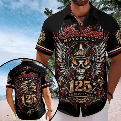Indian Motorcycle 125th Anniversary Short Sleeve Button-Down Shirt – TMTHU9823
