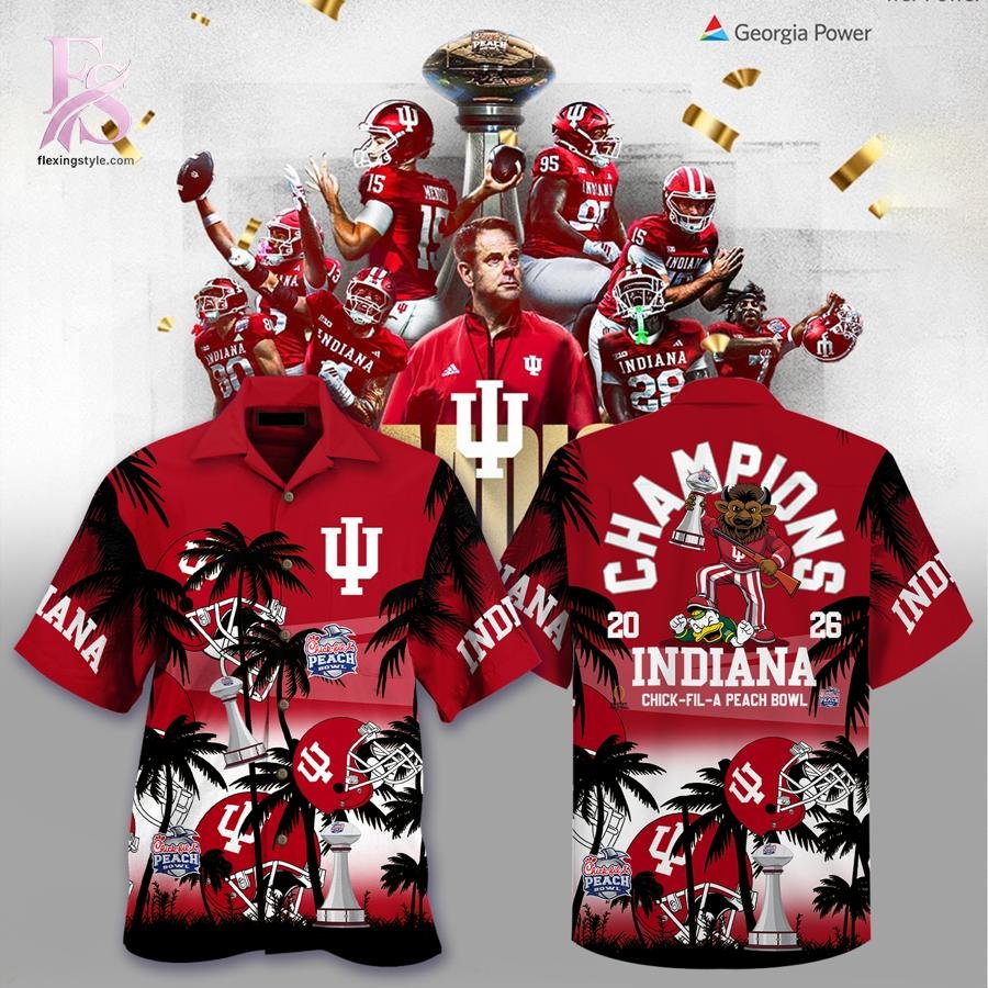 Indiana Hoosiers Champions 2025 Peach Bowl Hawaiian Shirt