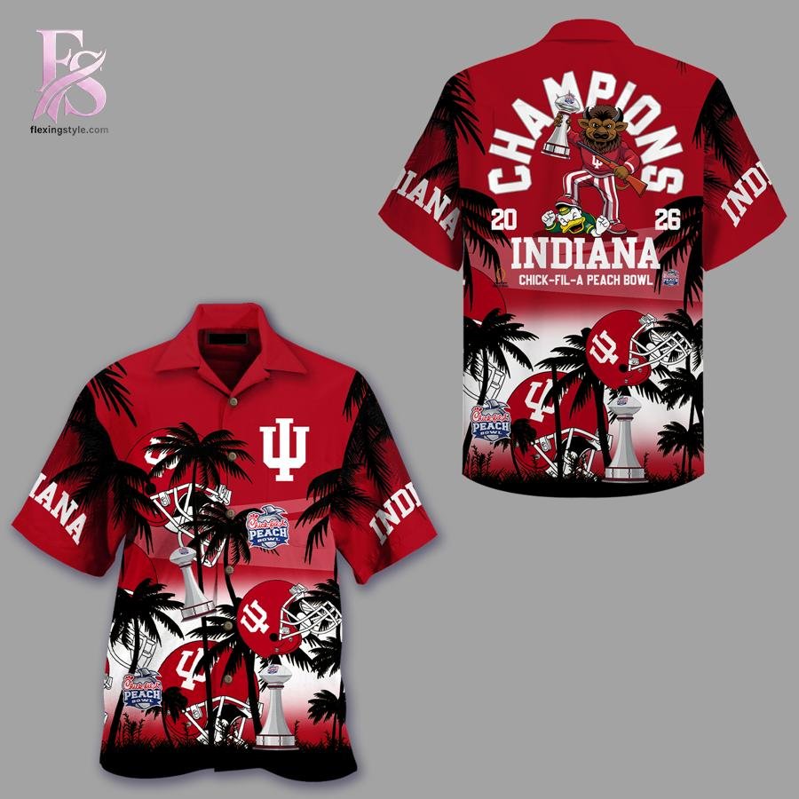 Indiana Hoosiers Champions 2025 Peach Bowl Hawaiian Shirt
