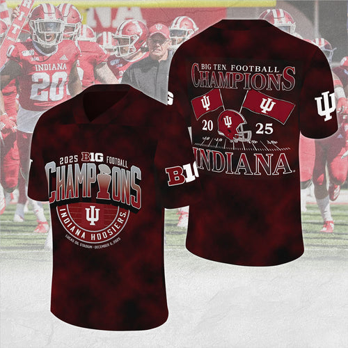 Indiana Hoosiers Football 2025 Big Ten Champions 3D Football Jersey – MAITM14072