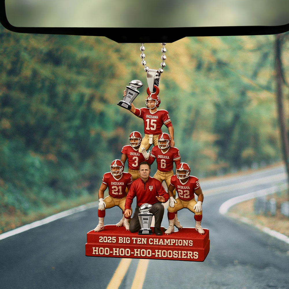 Indiana Hoosiers Football 2025 Big Ten Champions Custom shape 2-sided Acrylic Car Ornament – MAITM14071