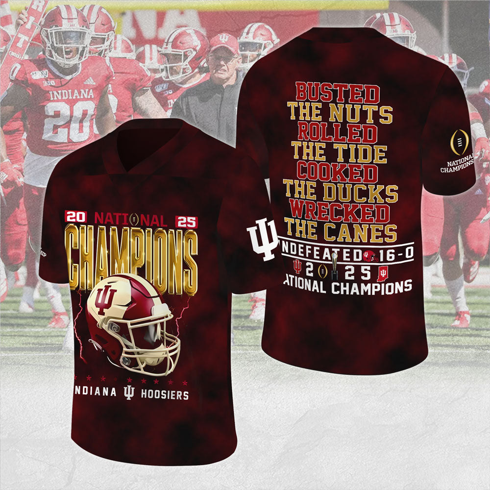 Indiana Hoosiers Football 2025 National Champions 3D Football Jersey – MAITM14520