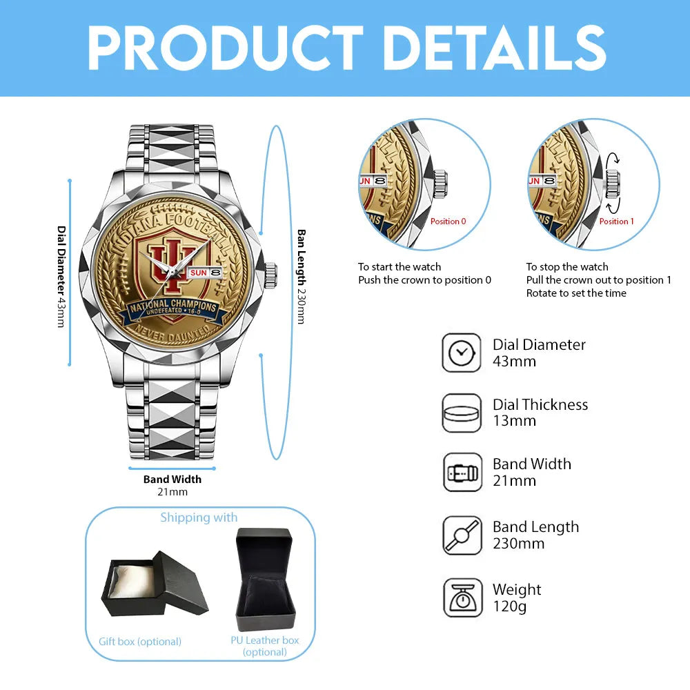 Indiana Hoosiers Football 2025 National Champions Alloy Luxury Quartz Watch – MAITM14532