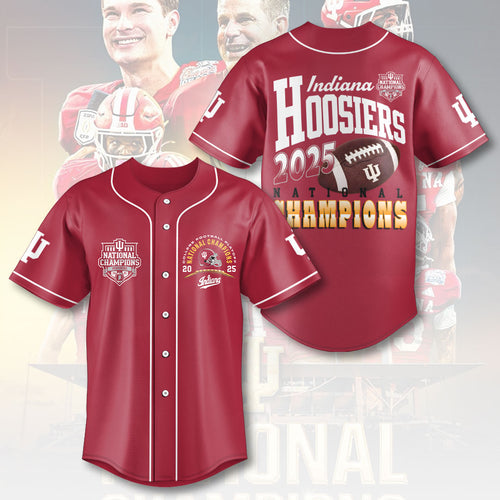 Indiana Hoosiers Football 2025 National Champions Baseball Jersey – HOATT15818