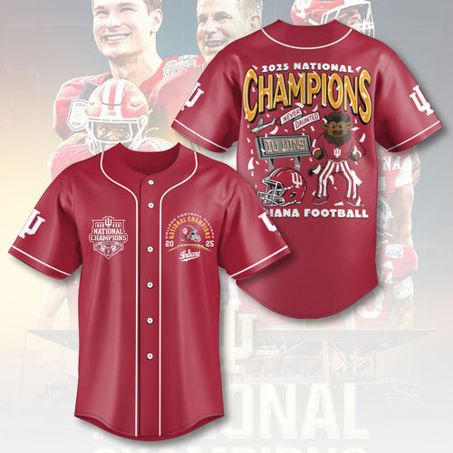 Indiana Hoosiers Football 2025 National Champions Baseball Jersey – HOATT15824