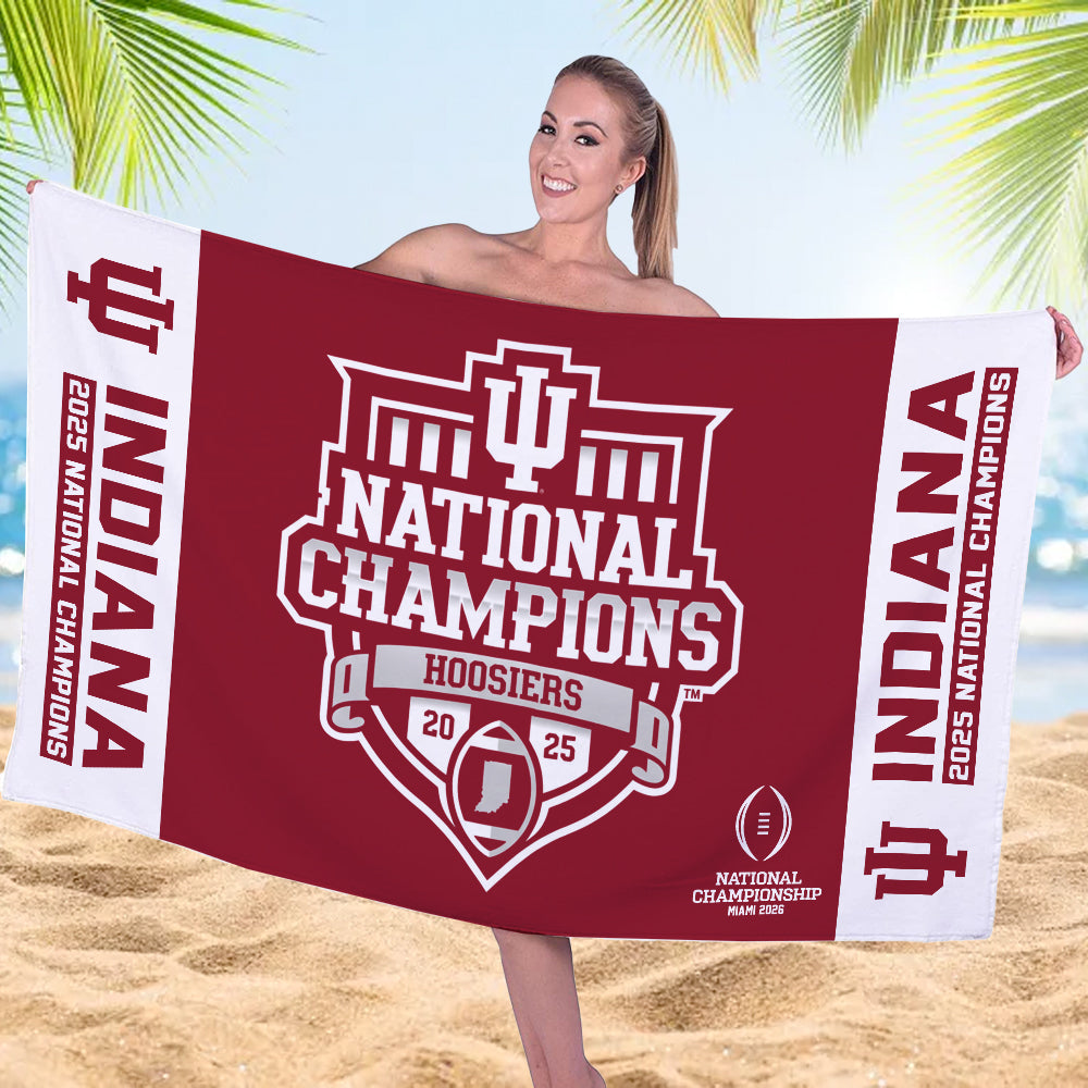 Indiana Hoosiers Football 2025 National Champions Rectangle Beach Towel – MAITM14518