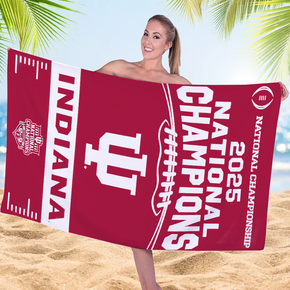 Indiana Hoosiers Football 2025 National Champions Rectangle Beach Towel – MAITM14523