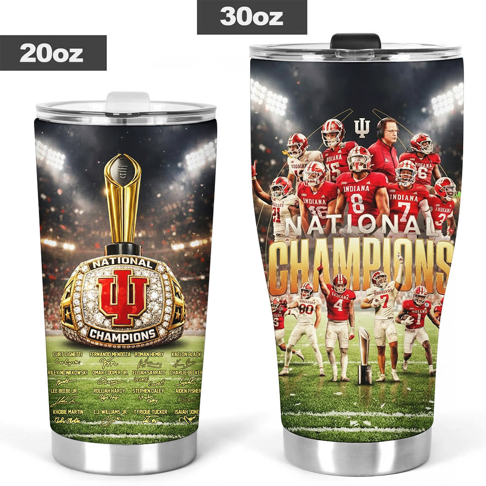 Indiana Hoosiers Football 2025 National Champions Tumbler Cup – TMTHU3678