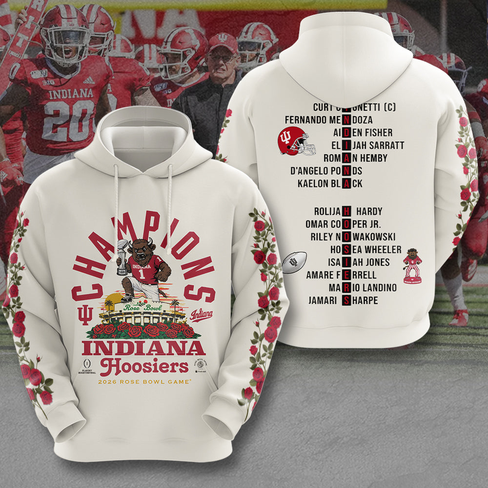 Indiana Hoosiers Football 2026 Rose Bowl Champions 3D Apparel – MAITM14288