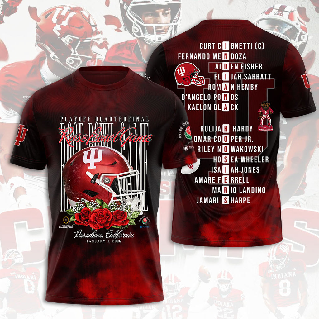 Indiana Hoosiers Football 2026 Rose Bowl 3D Apparel – HOATT15447