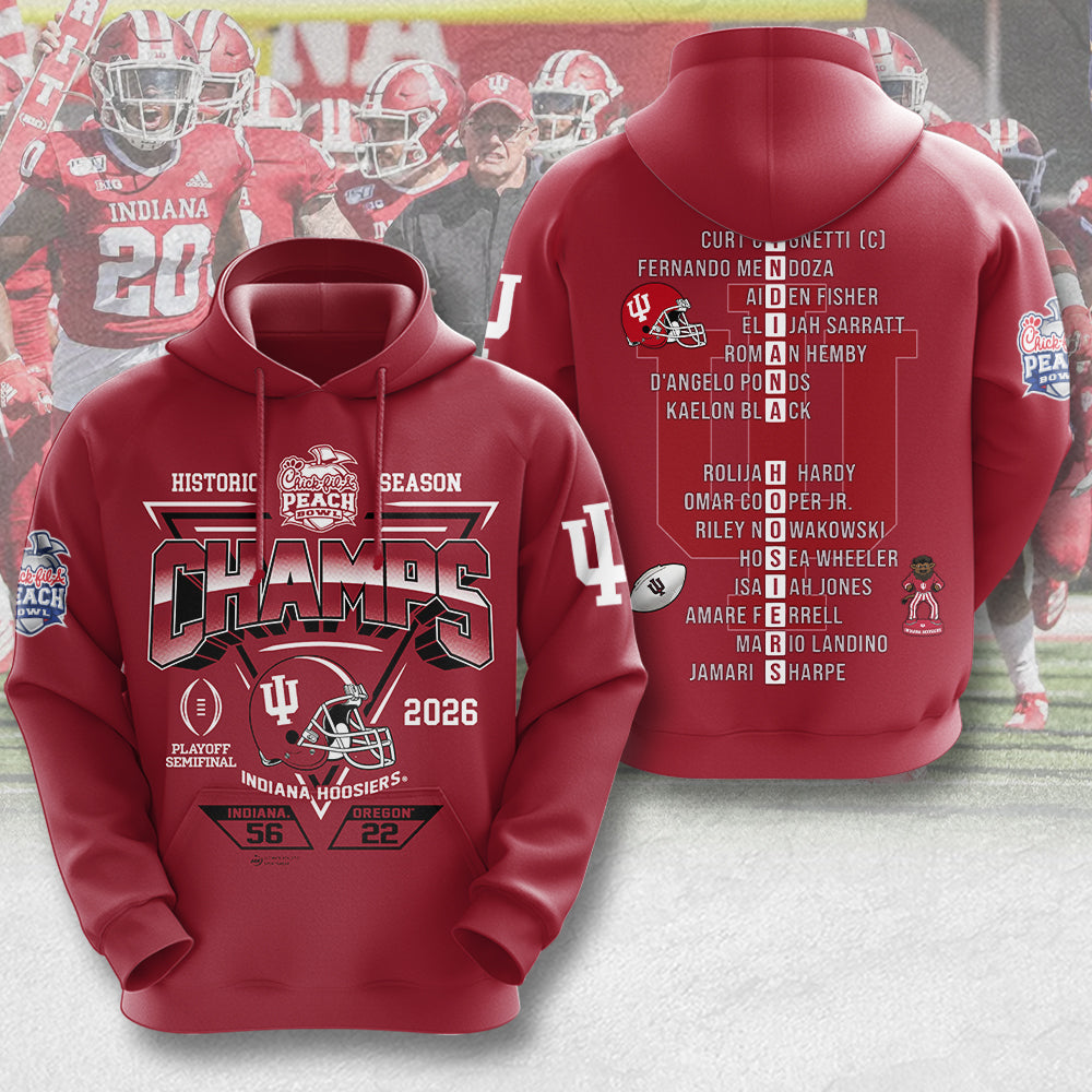 Indiana Hoosiers Football Peach Bowl Champions 3D Apparel – MAITM14396