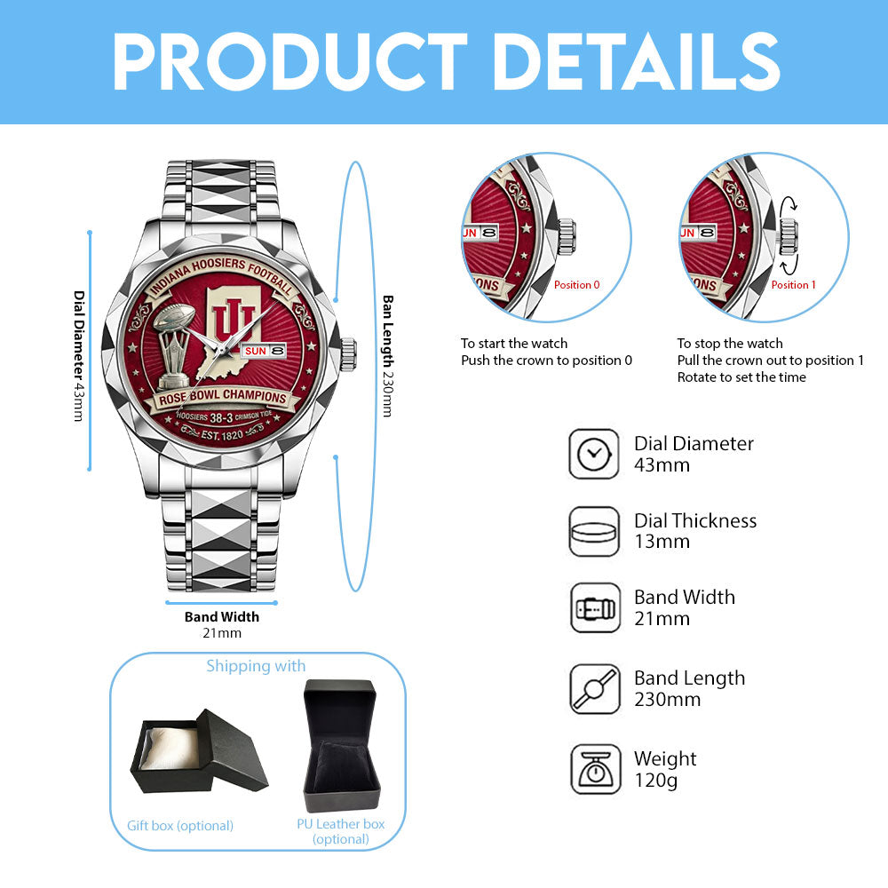 Indiana Hoosiers Football Rose Bowl Champions Alloy Luxury Quartz Watch – MAITM14353