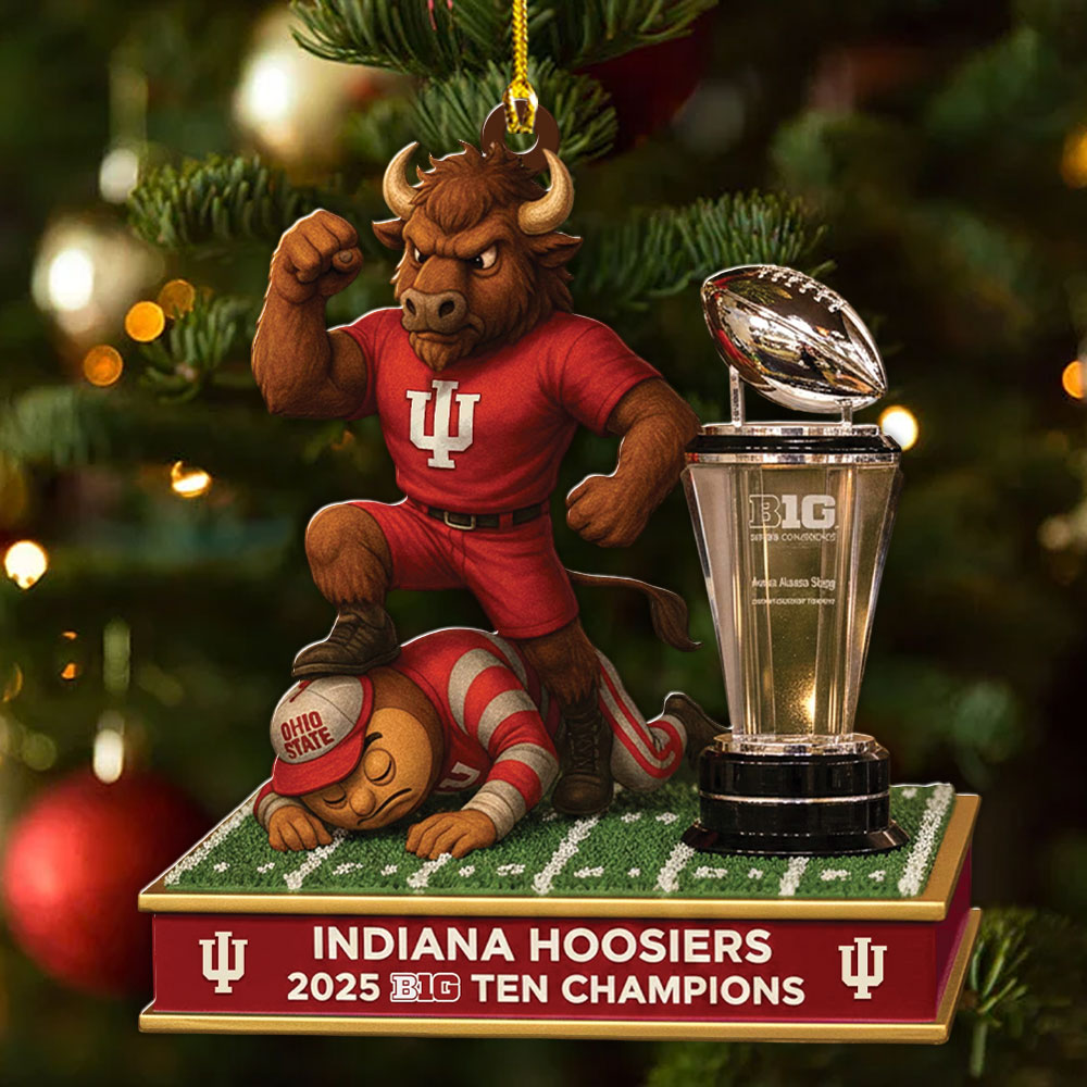 Indiana Hoosiers Football 2025 Big Ten Champions Custom Shape 2-sided Acrylic Ornament – MAITM14008
