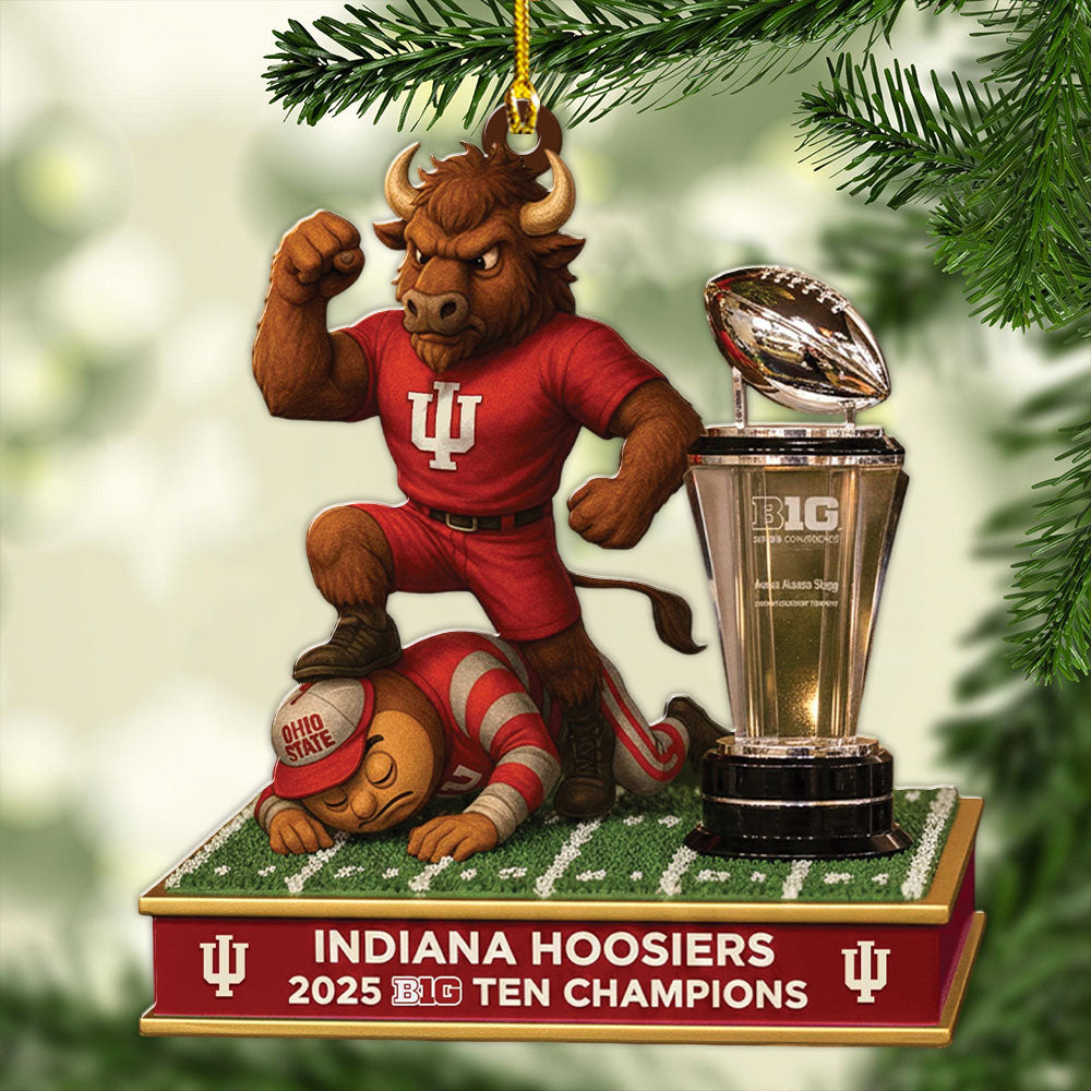 Indiana Hoosiers Football 2025 Big Ten Champions Custom Shape 2-sided Acrylic Ornament – MAITM14008