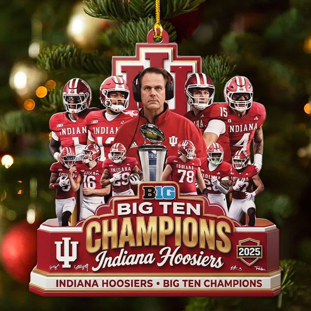 Indiana Hoosiers Football 2025 Big Ten Champions Custom Shape 2-sided Acrylic Ornament – MAITM14028