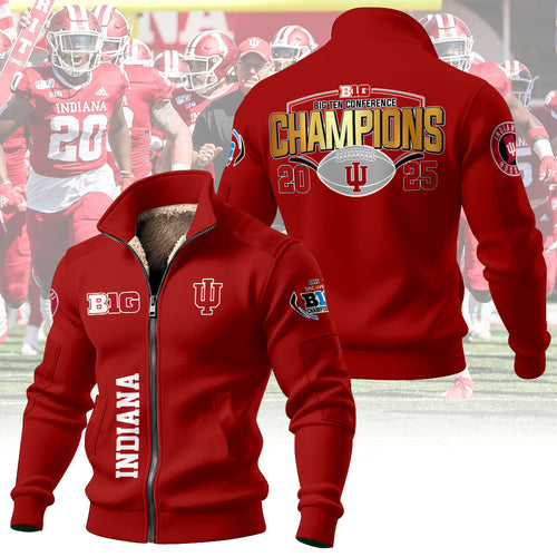Indiana Hoosiers Football 2025 Big Ten Champions Thick Knit Fleece Jacket – MAITM14029