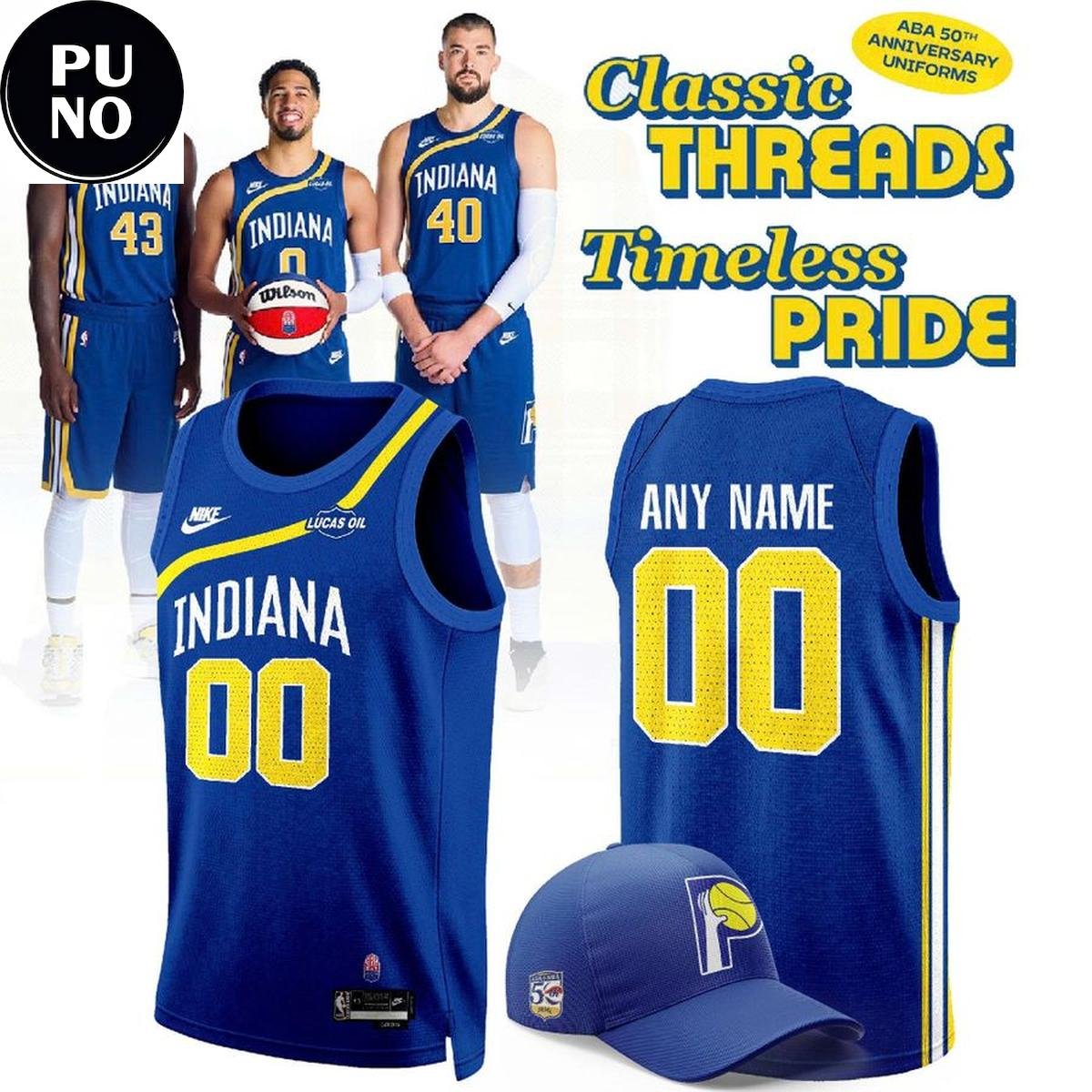 Indiana Pacers ABA 2026 Classic Threads Timeless Pride Personalized Basketball Jersey