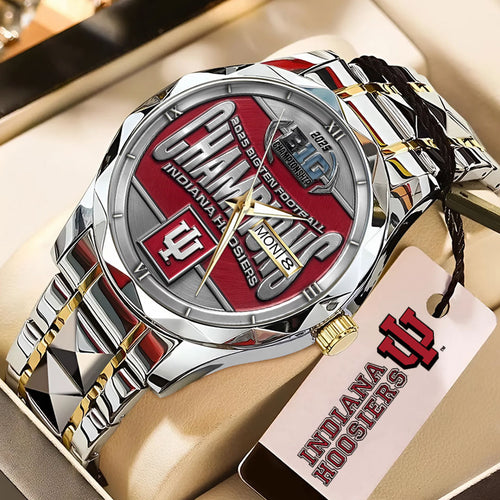 Indiana Hoosiers Football 2025 Big Ten Champions Alloy Luxury Quartz Watch – TMTHU2657