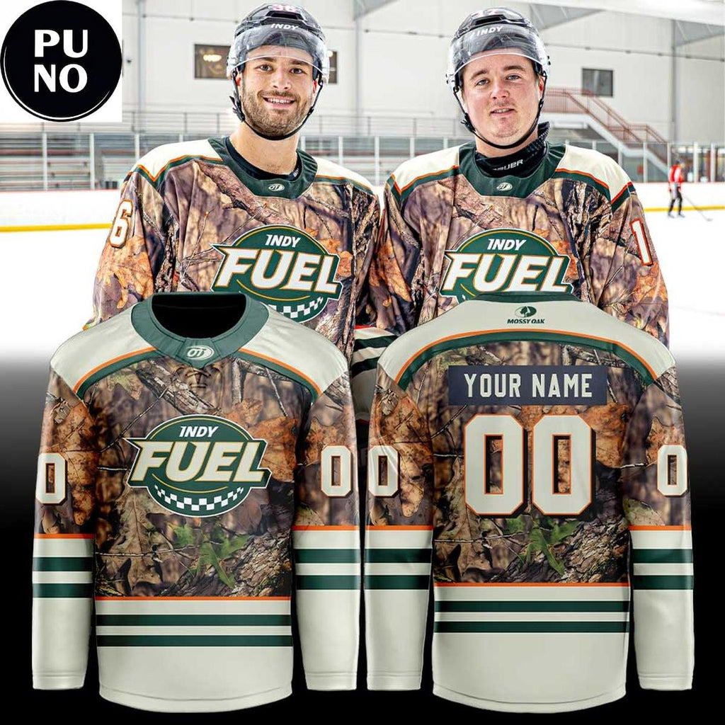 Indy Fuel 2026 Mossy Oak Camo Night Personalized Hockey Jersey