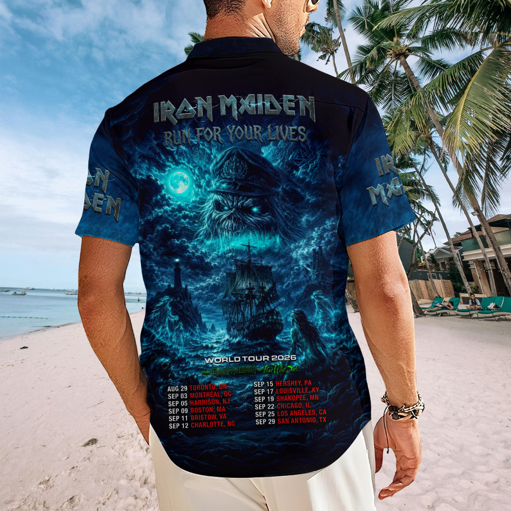 Iron Maiden 2026 World Tour Short Sleeve Button-Down Shirt – TMTHU7894