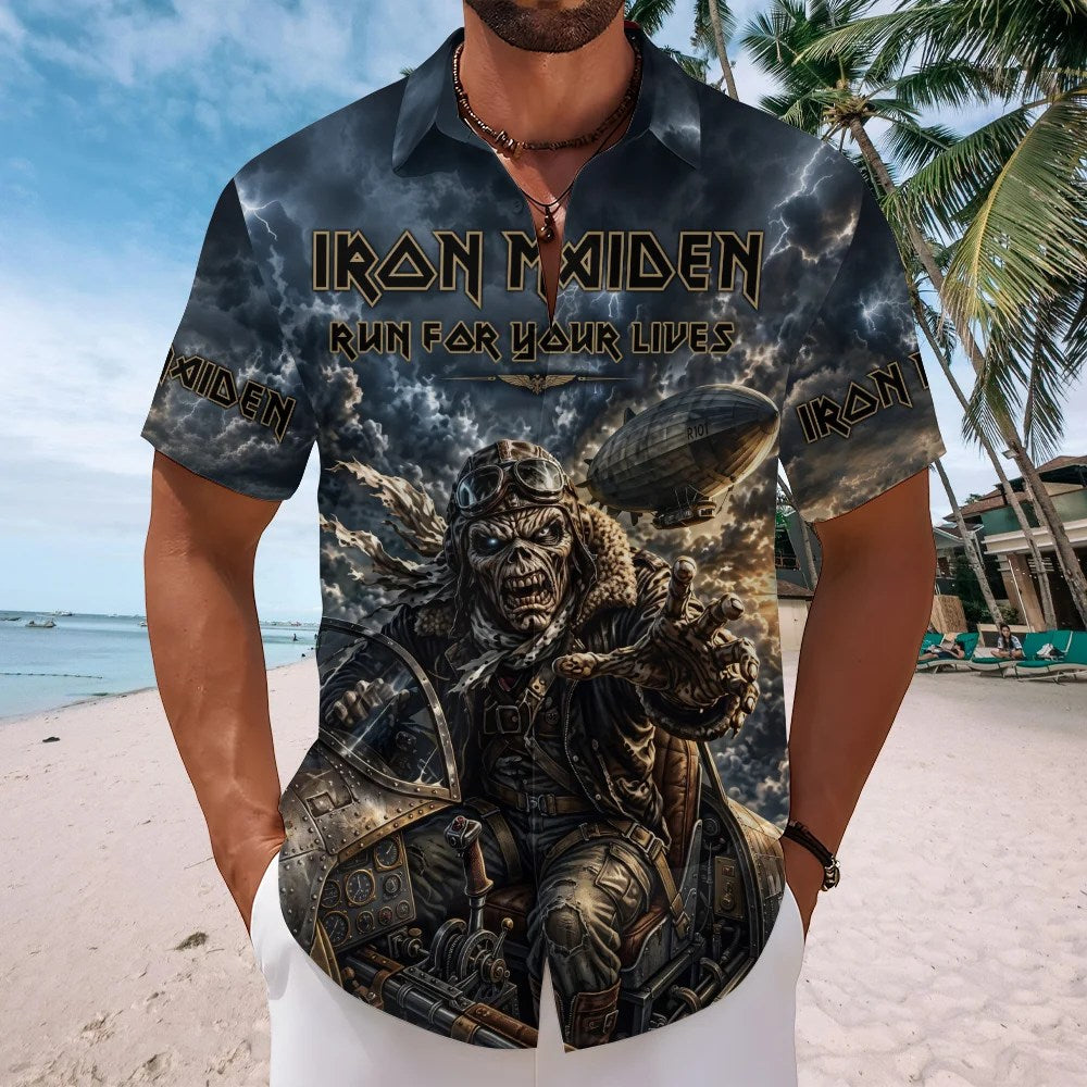 Iron Maiden 2026 World Tour Short Sleeve Button-Down Shirt – TMTHU8814