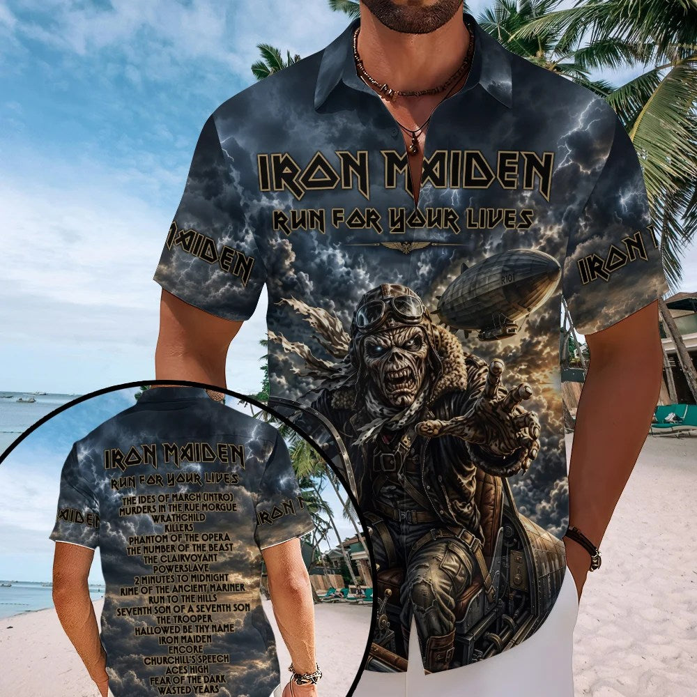 Iron Maiden 2026 World Tour Short Sleeve Button-Down Shirt – TMTHU8814