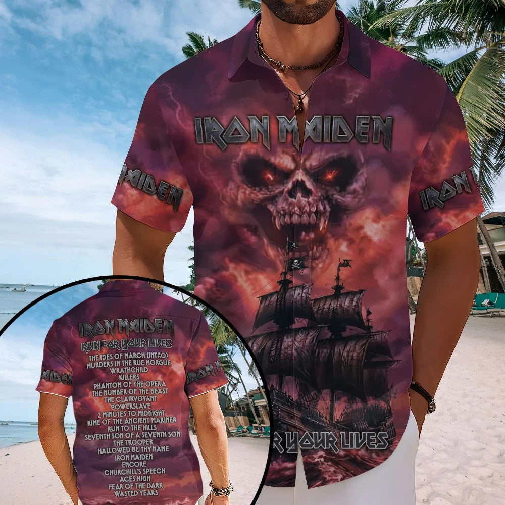 Iron Maiden 2026 World Tour Short Sleeve Button-Down Shirt – TMTHU8815